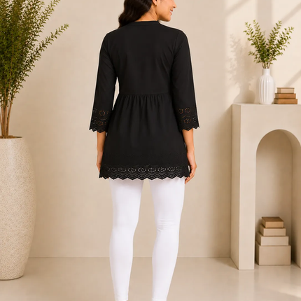 White Cotton Lycra Ankle-Length Women’s Leggings – 4-Way Stretch